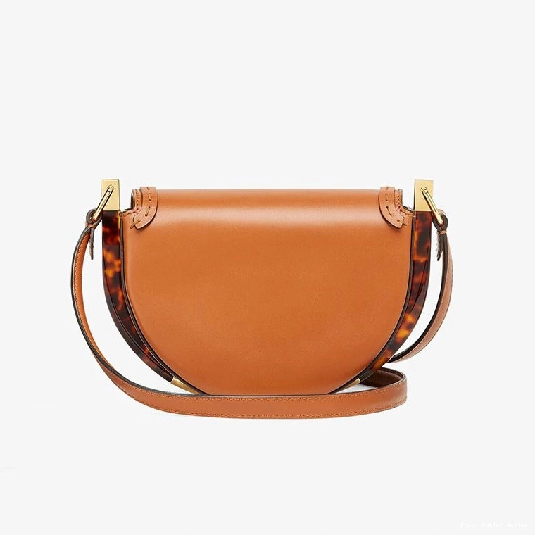 Affordable Leather Fendi Moonlight In Brown Calf ROMA Logo Bag 0714